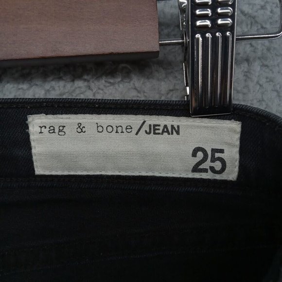 rag & bone Jeans Womens 25 Black Low Rise Skinny‎ Ripped Distressed Capri Denim - Picture 10 of 14